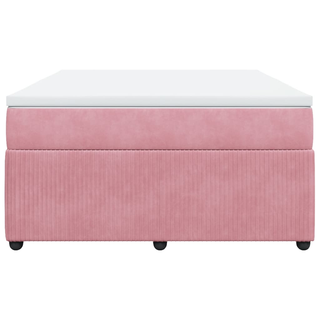 Boxspring met matras fluweel roze 140x200 cm