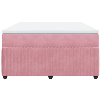 Boxspring met matras fluweel roze 140x200 cm