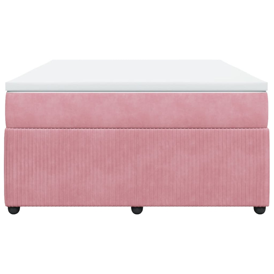 Boxspring met matras fluweel roze 140x200 cm
