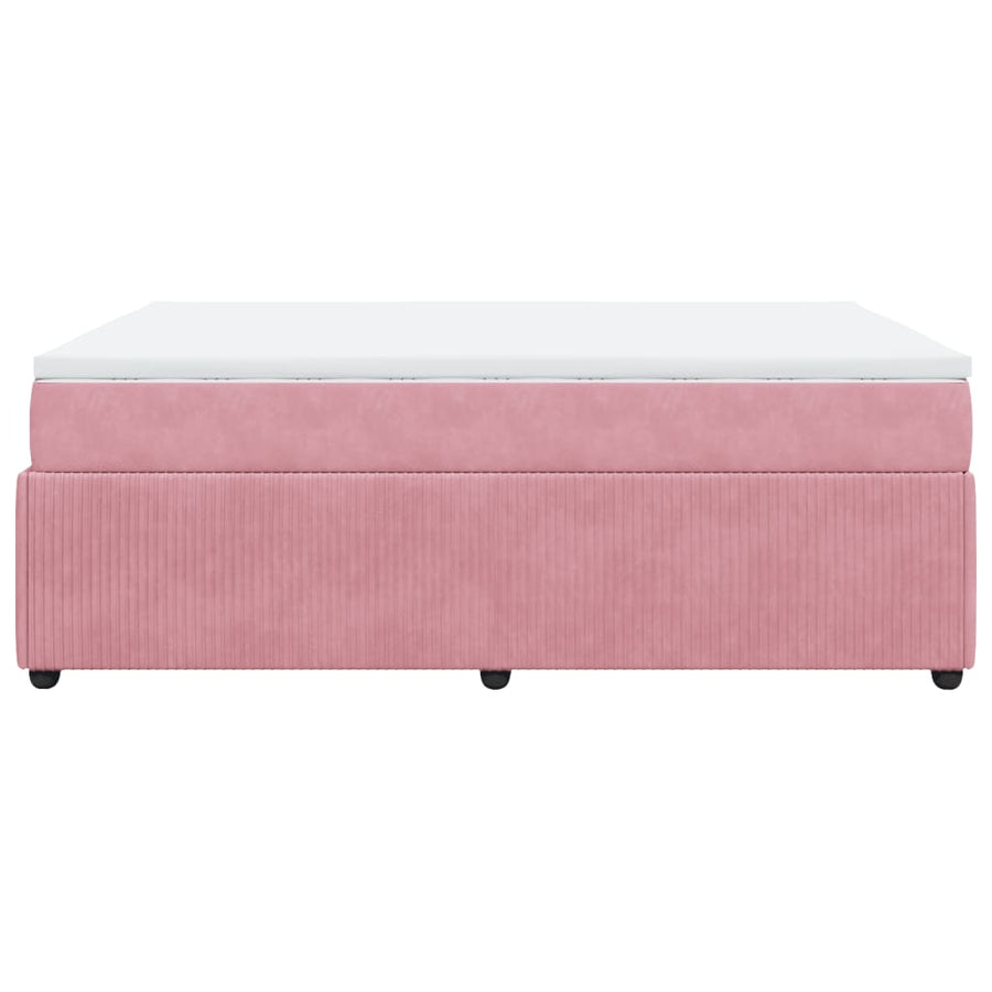 Boxspring met matras fluweel roze 140x200 cm
