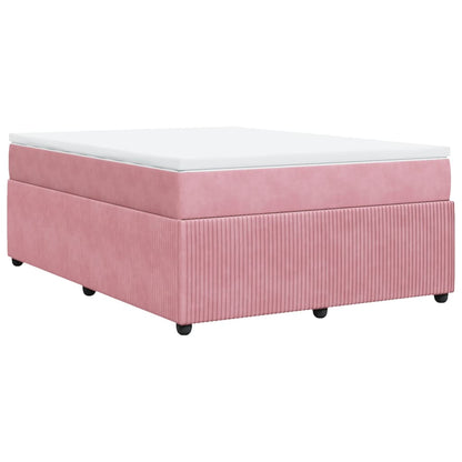 Boxspring met matras fluweel roze 140x200 cm