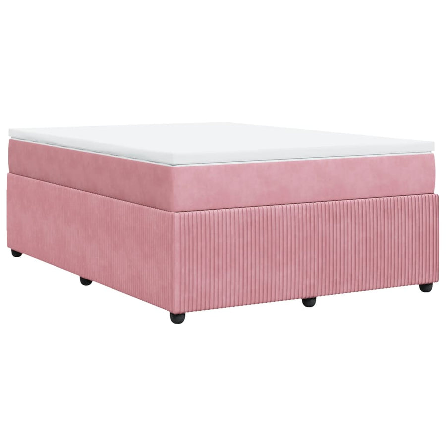 Boxspring met matras fluweel roze 140x200 cm
