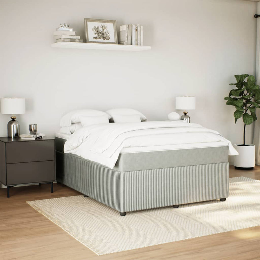 Boxspring met matras fluweel lichtgrijs 160x200 cm