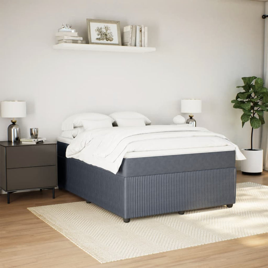 Boxspring met matras fluweel donkergrijs 160x200 cm