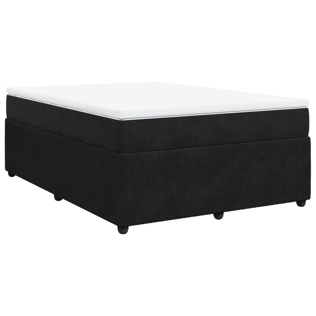 Boxspring met matras fluweel zwart 160x200 cm