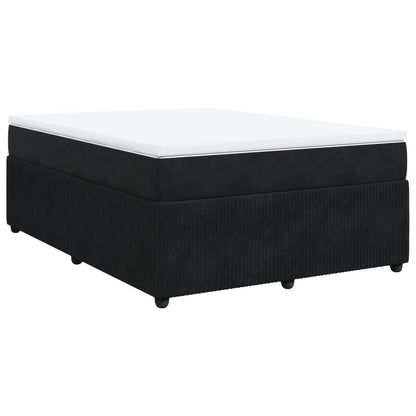 Boxspring met matras fluweel zwart 160x200 cm