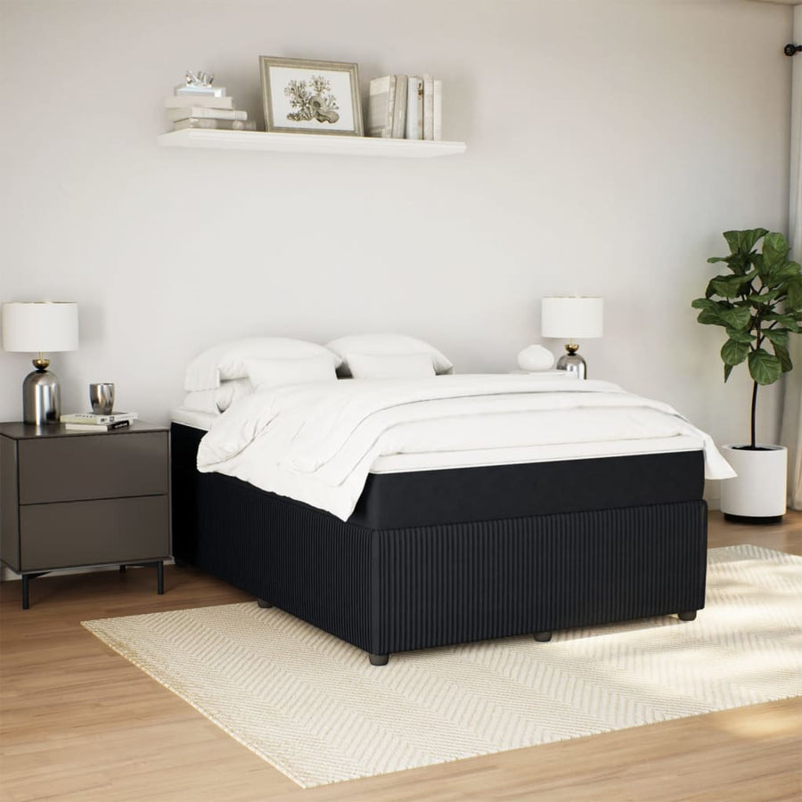 Boxspring met matras fluweel zwart 160x200 cm