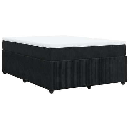 Boxspring met matras fluweel zwart 160x200 cm