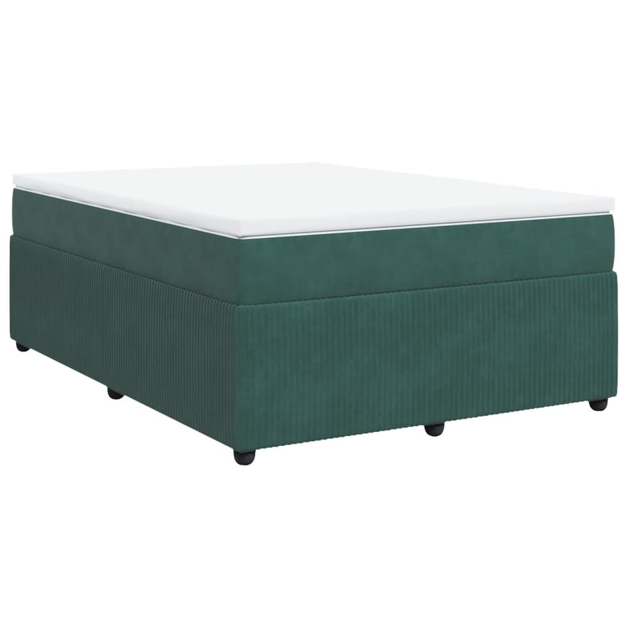 Boxspring met matras fluweel donkergroen 160x200 cm