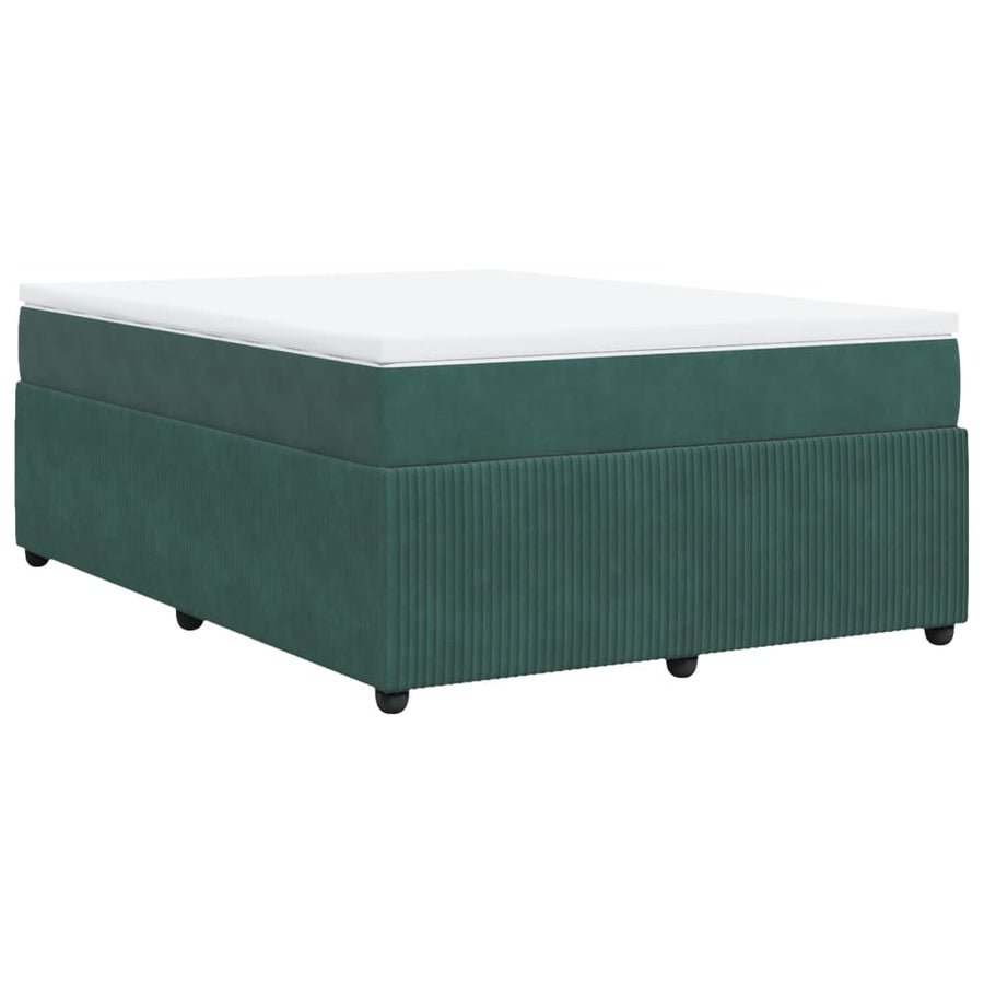 Boxspring met matras fluweel donkergroen 160x200 cm
