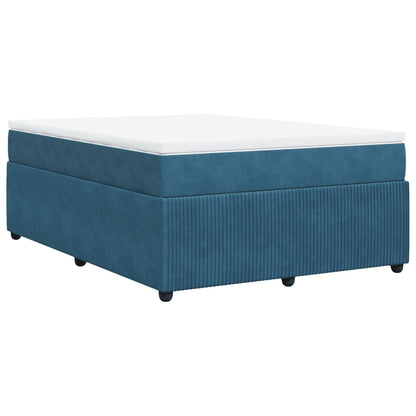 Boxspring met matras fluweel donkerblauw 160x200 cm