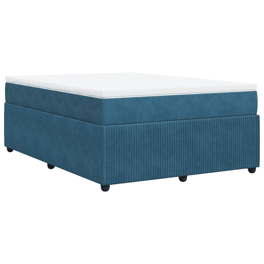 Boxspring met matras fluweel donkerblauw 160x200 cm