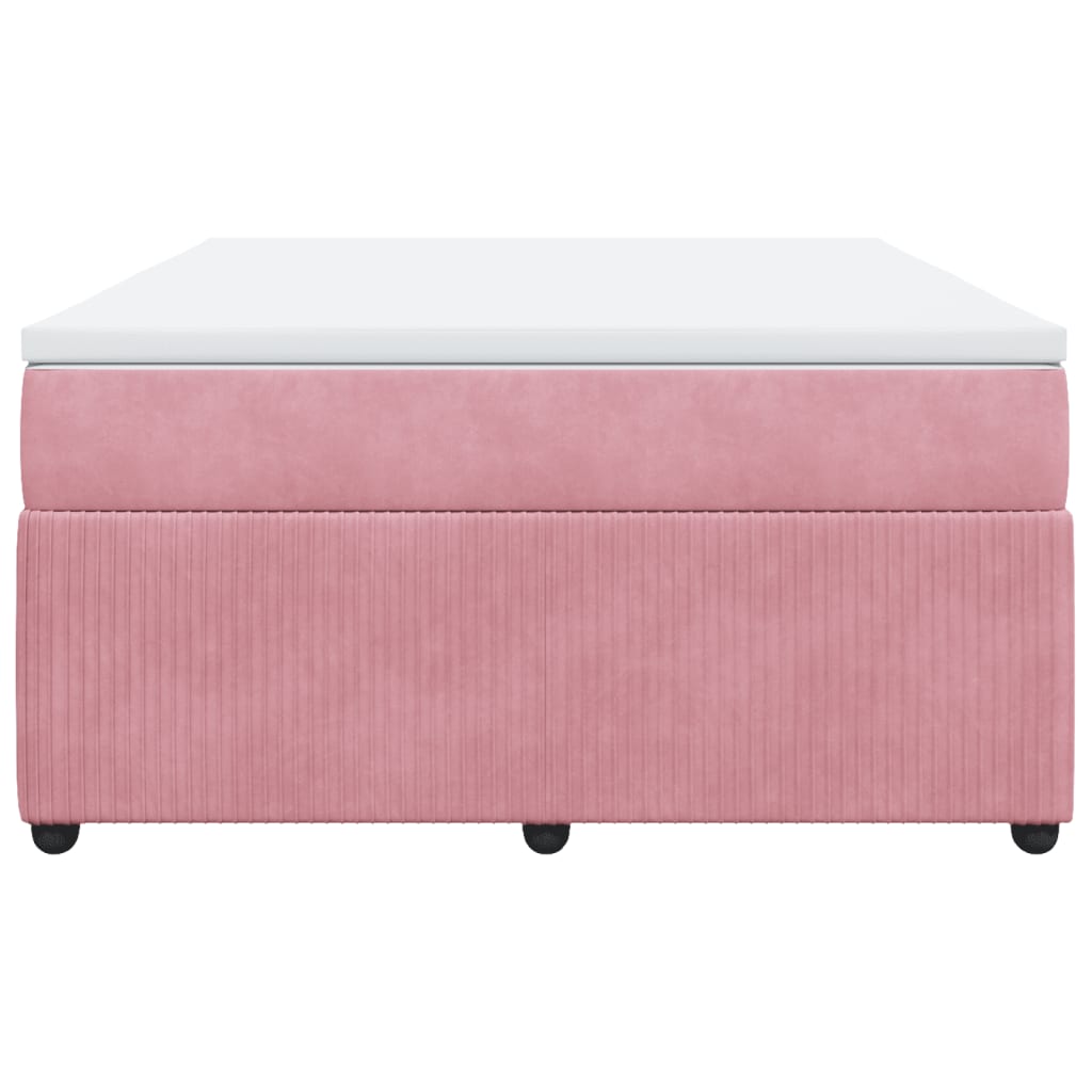 Boxspring met matras fluweel roze 160x200 cm