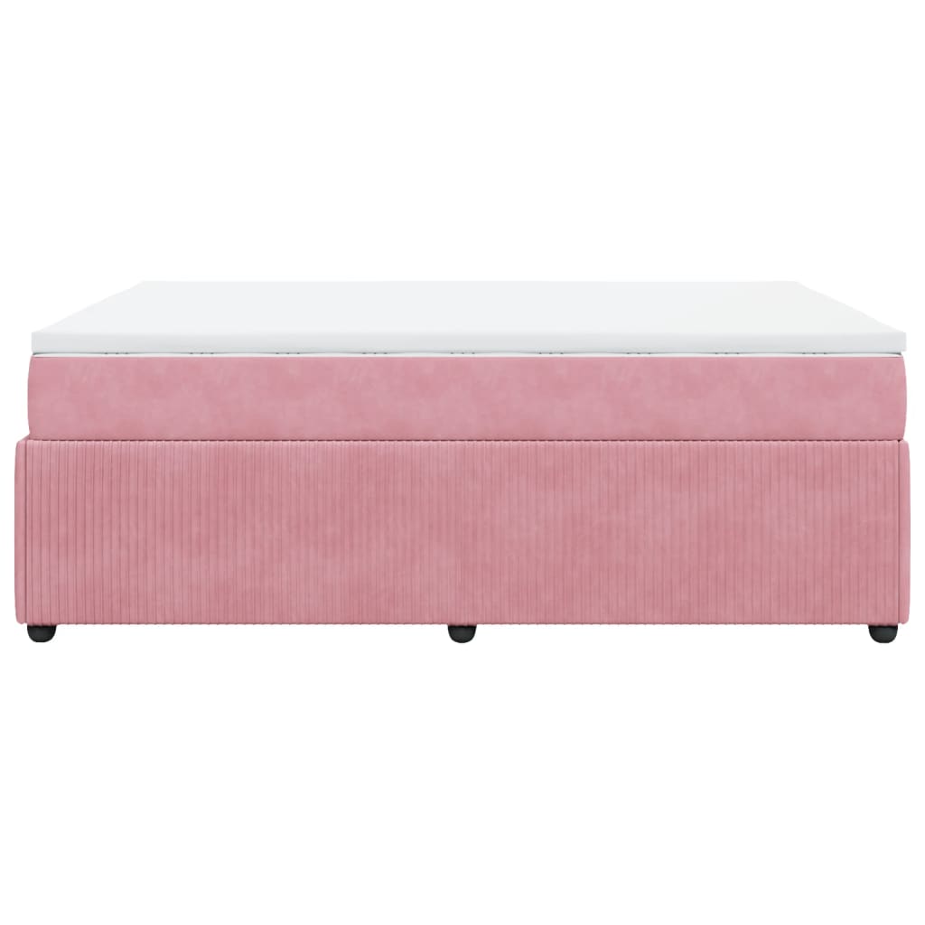 Boxspring met matras fluweel roze 160x200 cm