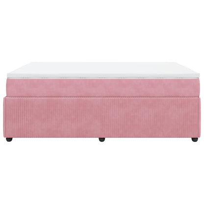 Boxspring met matras fluweel roze 160x200 cm