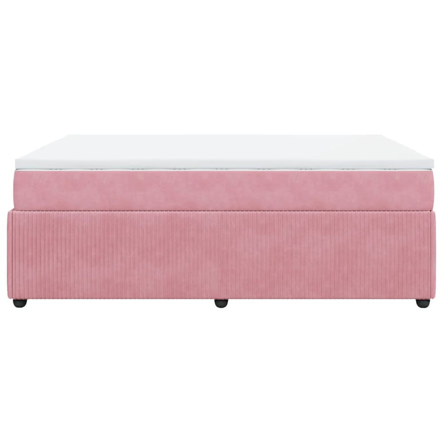 Boxspring met matras fluweel roze 160x200 cm