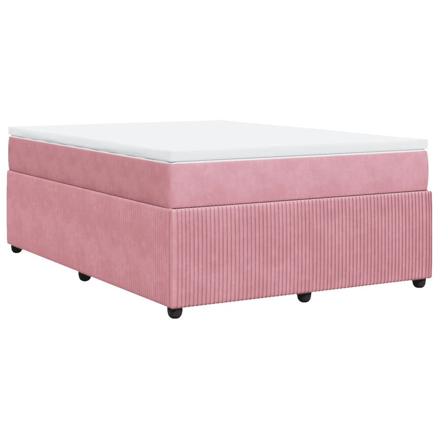 Boxspring met matras fluweel roze 160x200 cm