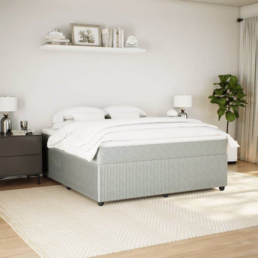 Boxspring met matras fluweel lichtgrijs 180x200 cm