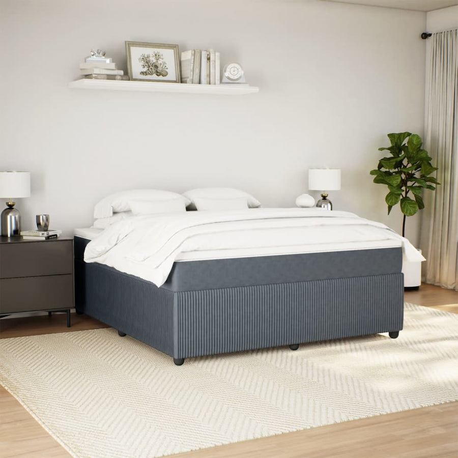 Boxspring met matras fluweel donkergrijs 180x200 cm