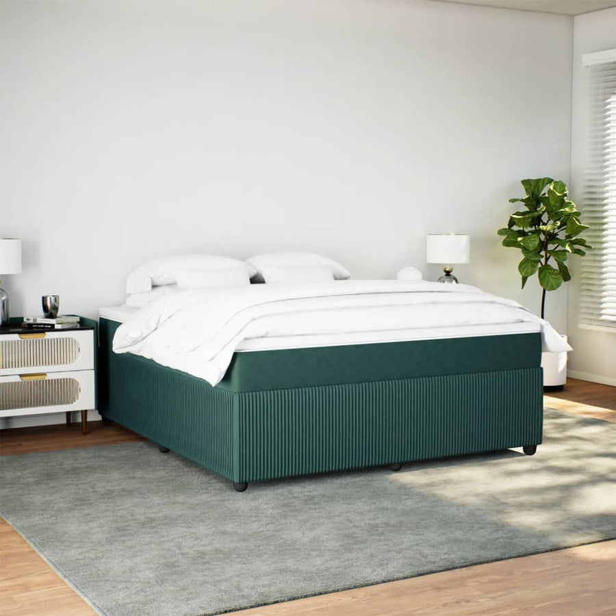 Boxspring met matras fluweel donkergroen 180x200 cm