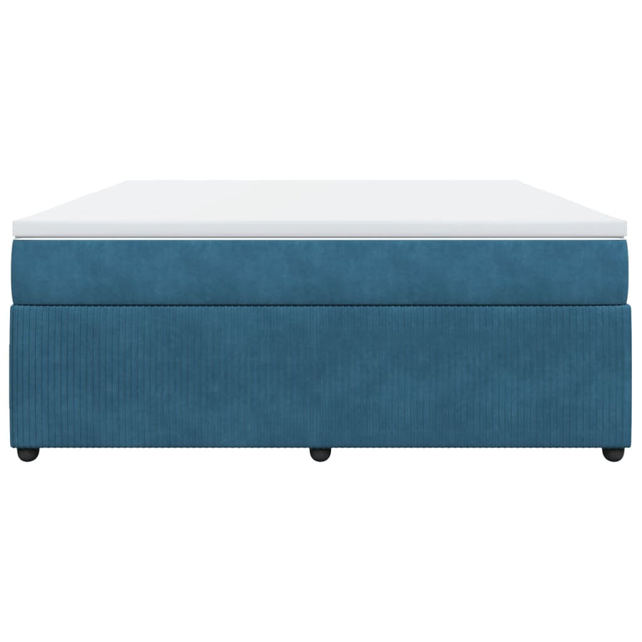 Boxspring met matras fluweel donkerblauw 180x200 cm