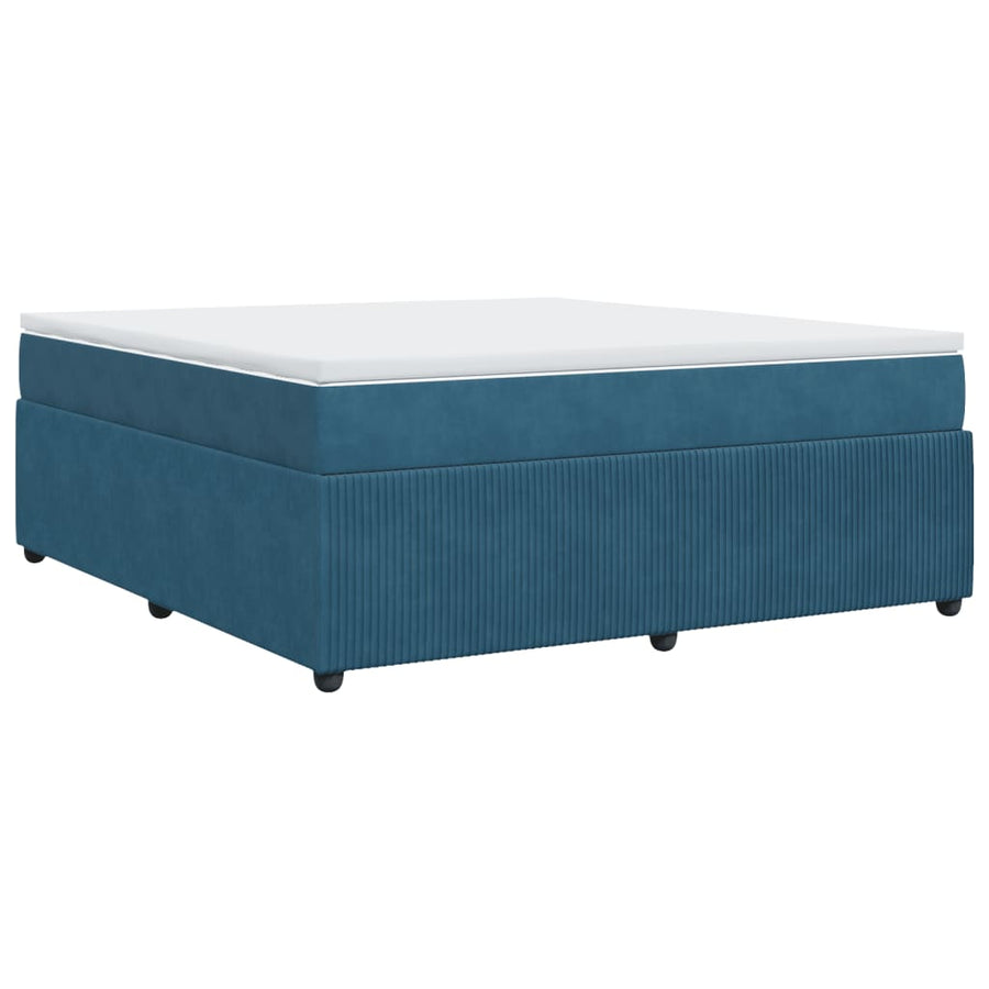 Boxspring met matras fluweel donkerblauw 180x200 cm