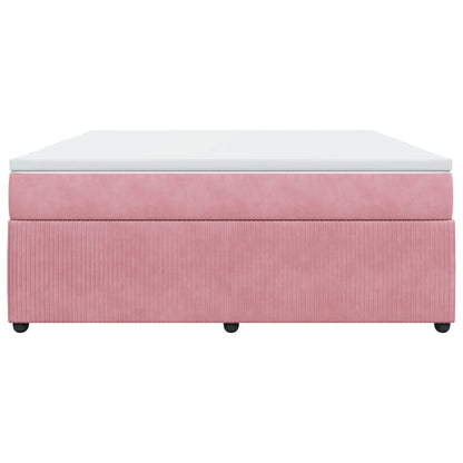 Boxspring met matras fluweel roze 180x200 cm