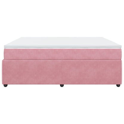 Boxspring met matras fluweel roze 180x200 cm