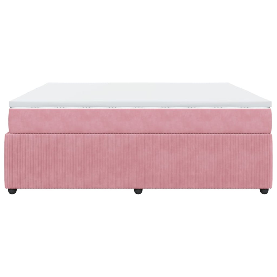 Boxspring met matras fluweel roze 180x200 cm