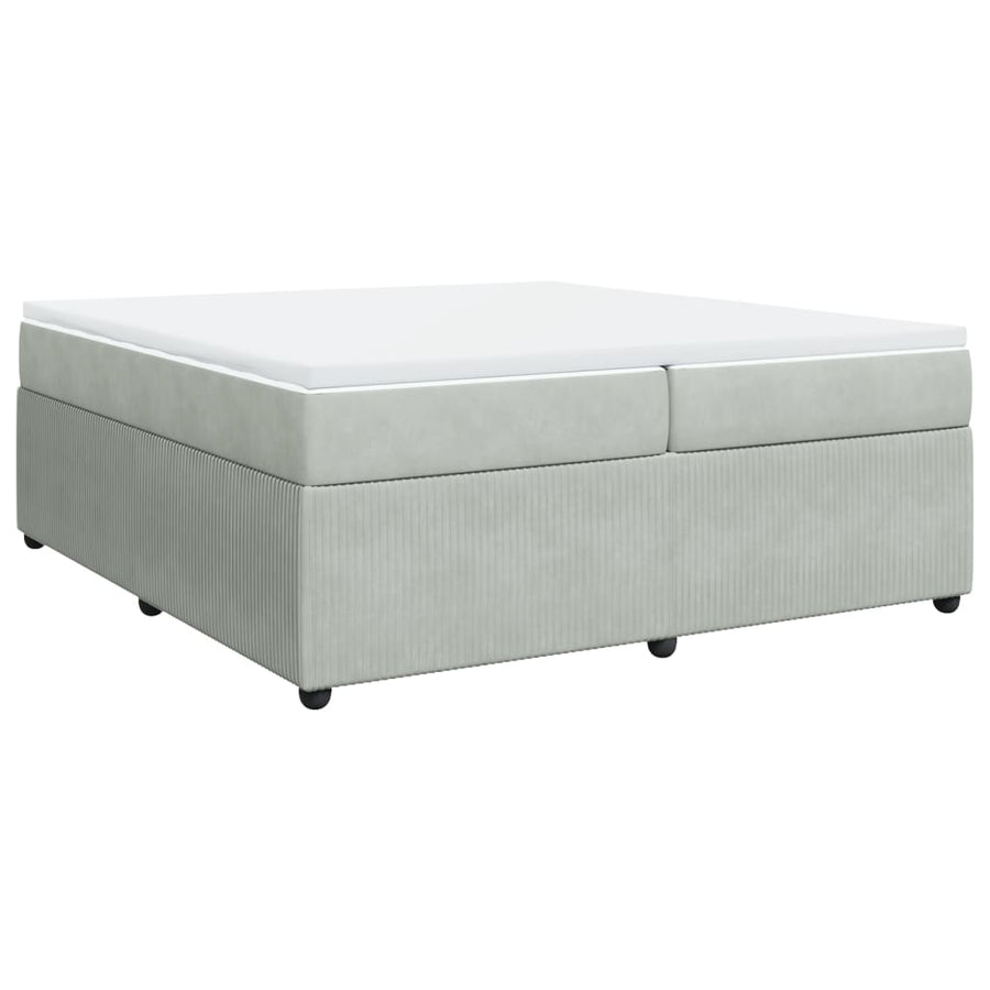 Boxspring met matras fluweel lichtgrijs 200x200 cm
