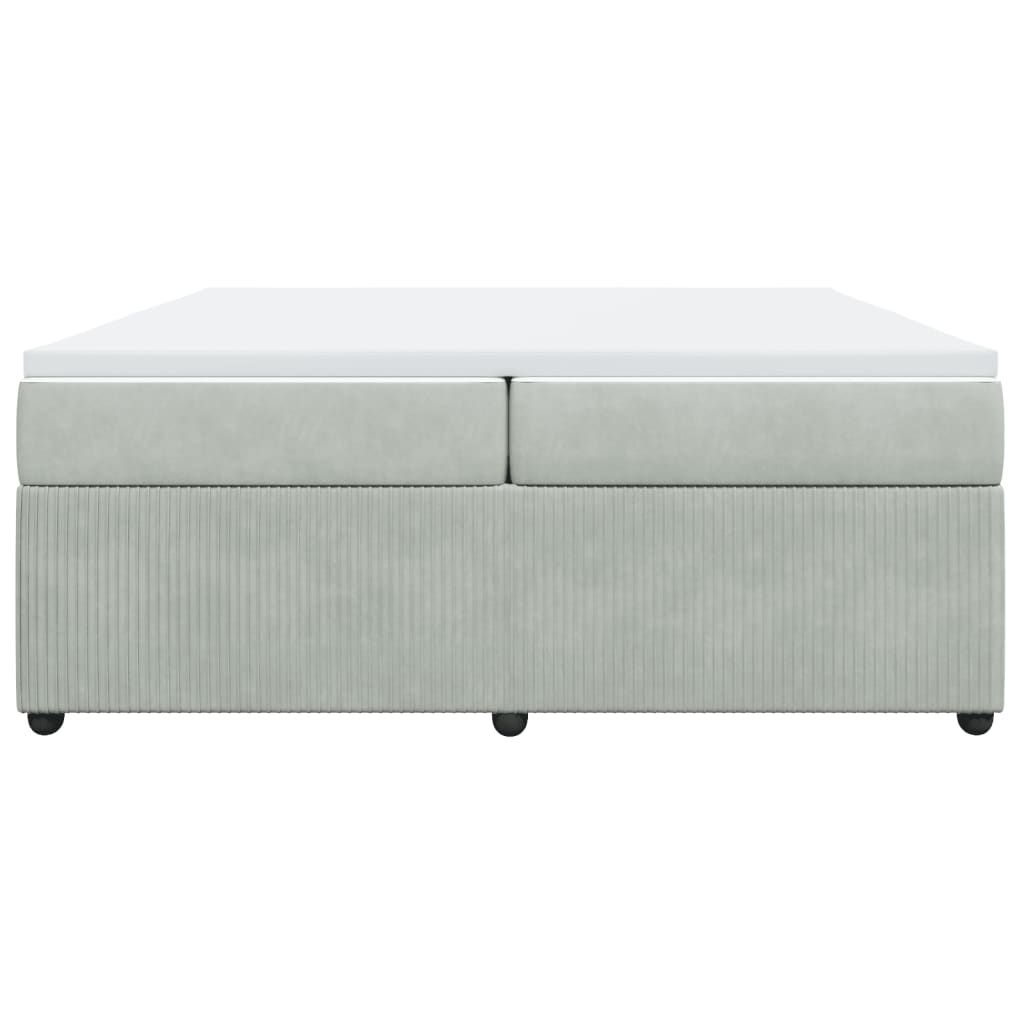 Boxspring met matras fluweel lichtgrijs 200x200 cm
