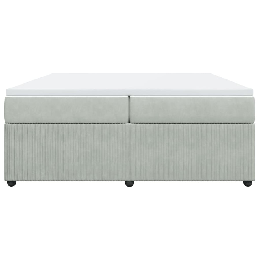 Boxspring met matras fluweel lichtgrijs 200x200 cm