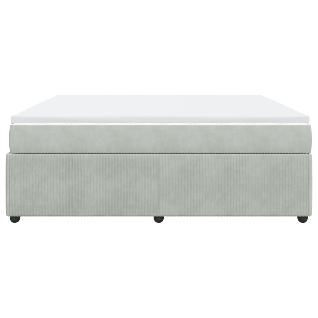 Boxspring met matras fluweel lichtgrijs 200x200 cm