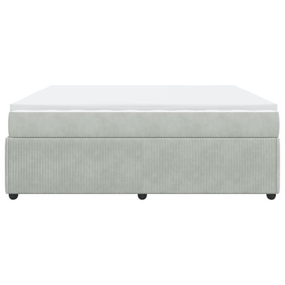Boxspring met matras fluweel lichtgrijs 200x200 cm