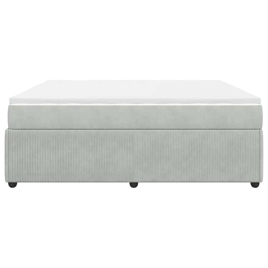Boxspring met matras fluweel lichtgrijs 200x200 cm