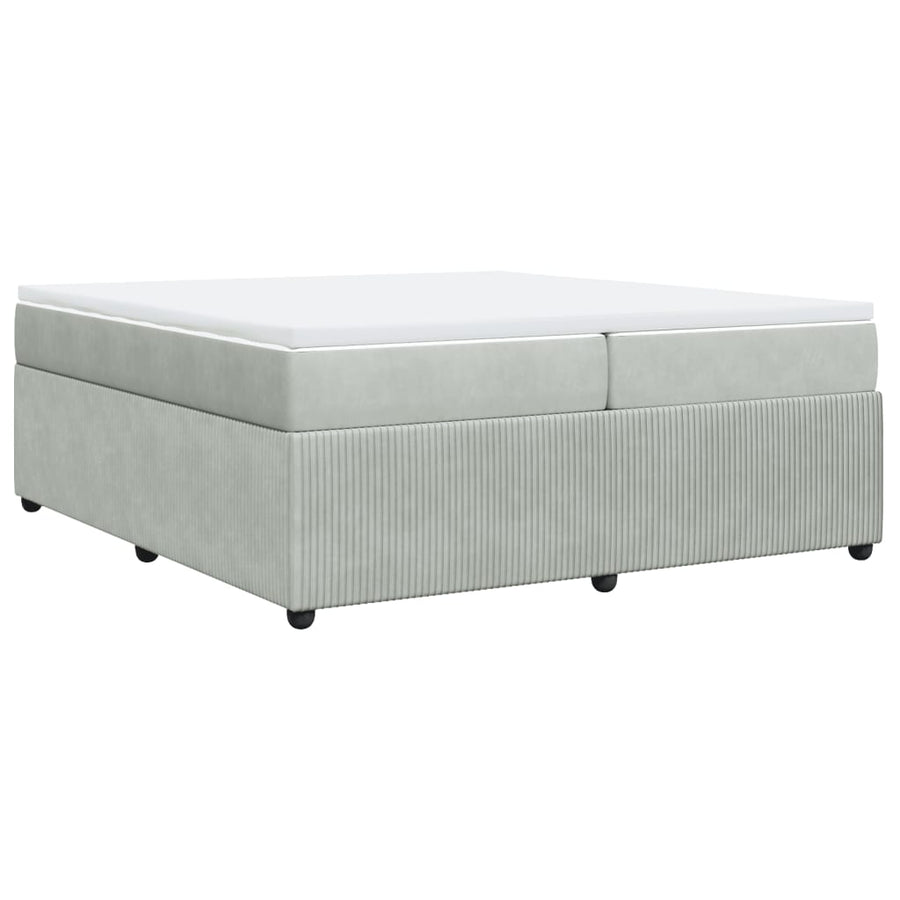 Boxspring met matras fluweel lichtgrijs 200x200 cm
