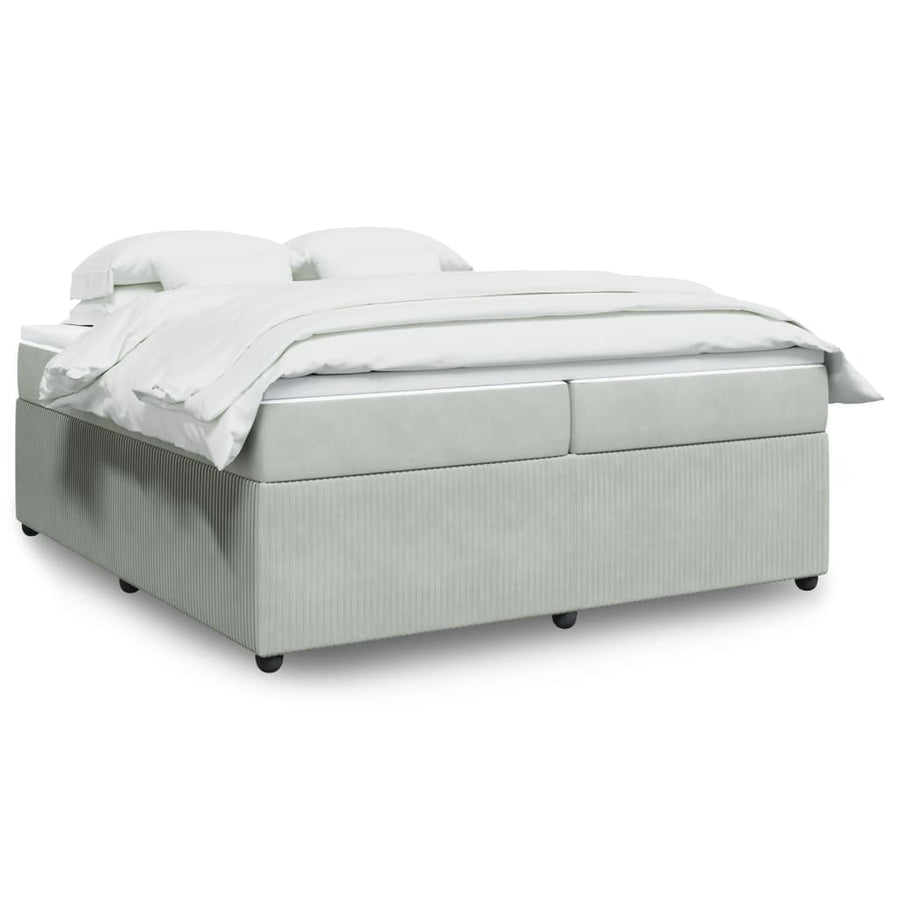 Boxspring met matras fluweel lichtgrijs 200x200 cm