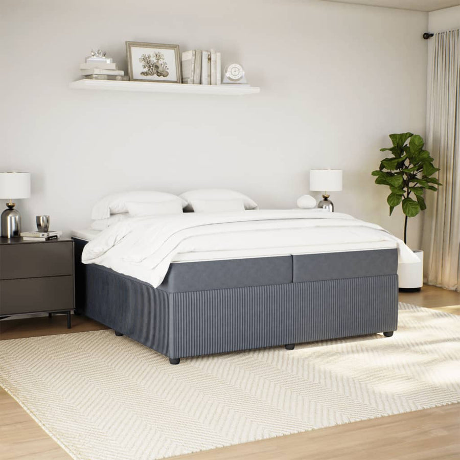 Boxspring met matras fluweel donkergrijs 200x200 cm