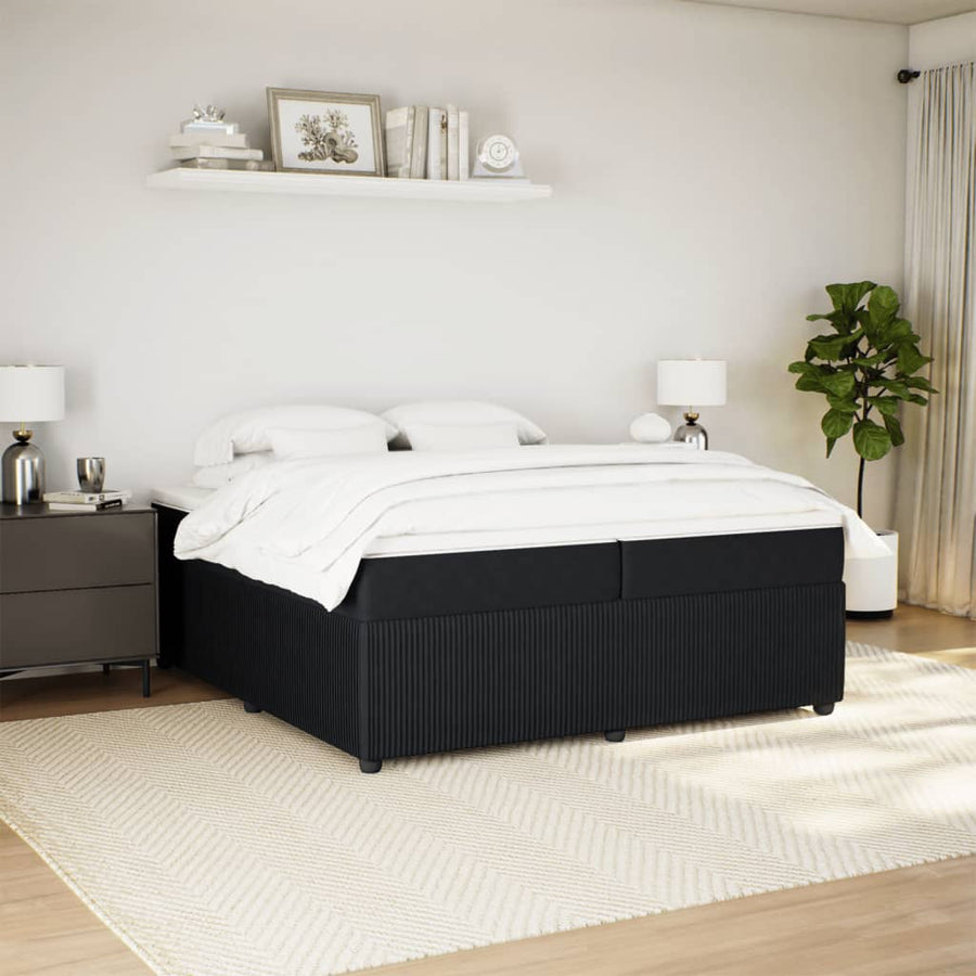 Boxspring met matras fluweel zwart 200x200 cm