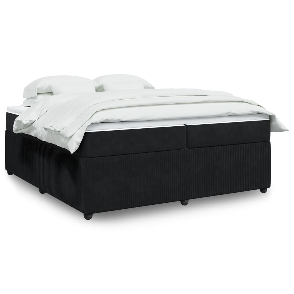 Boxspring met matras fluweel zwart 200x200 cm