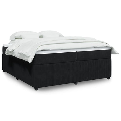 Boxspring met matras fluweel zwart 200x200 cm