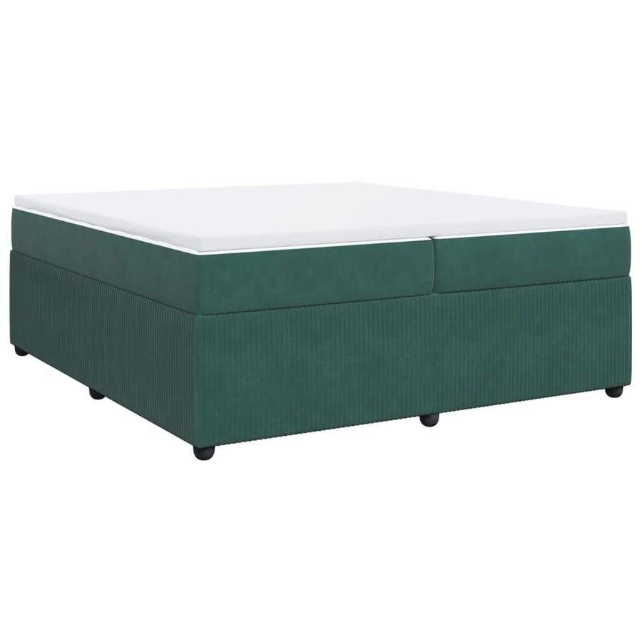 Boxspring met matras fluweel donkergroen 200x200 cm