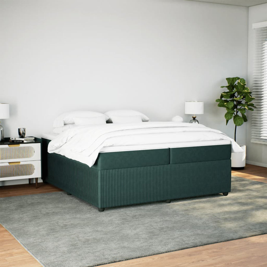Boxspring met matras fluweel donkergroen 200x200 cm