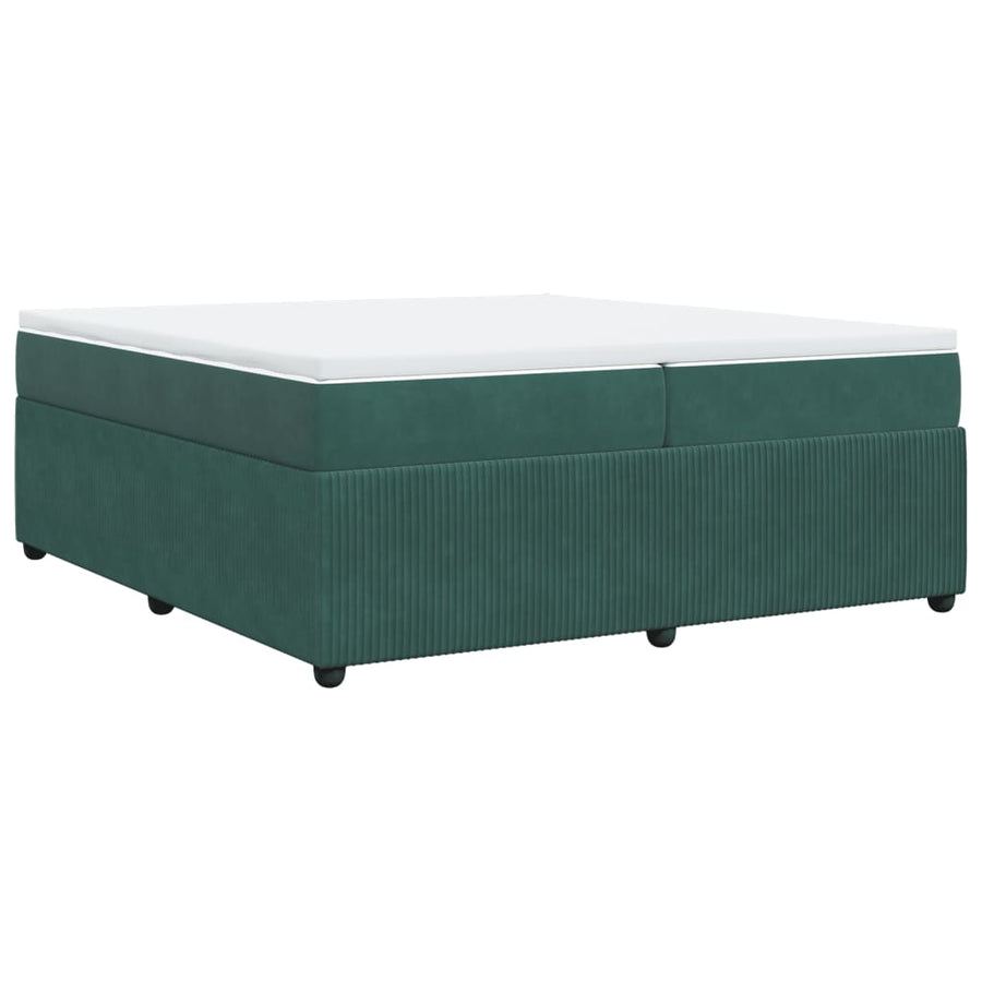 Boxspring met matras fluweel donkergroen 200x200 cm