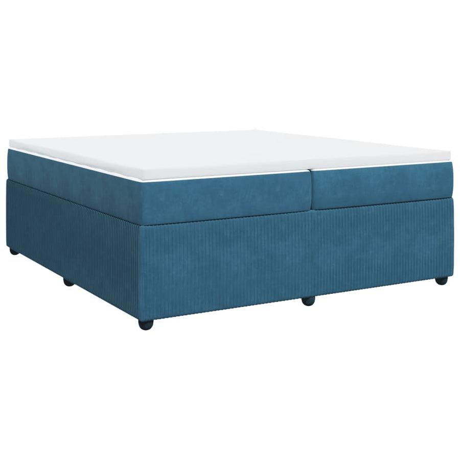 Boxspring met matras fluweel donkerblauw 200x200 cm