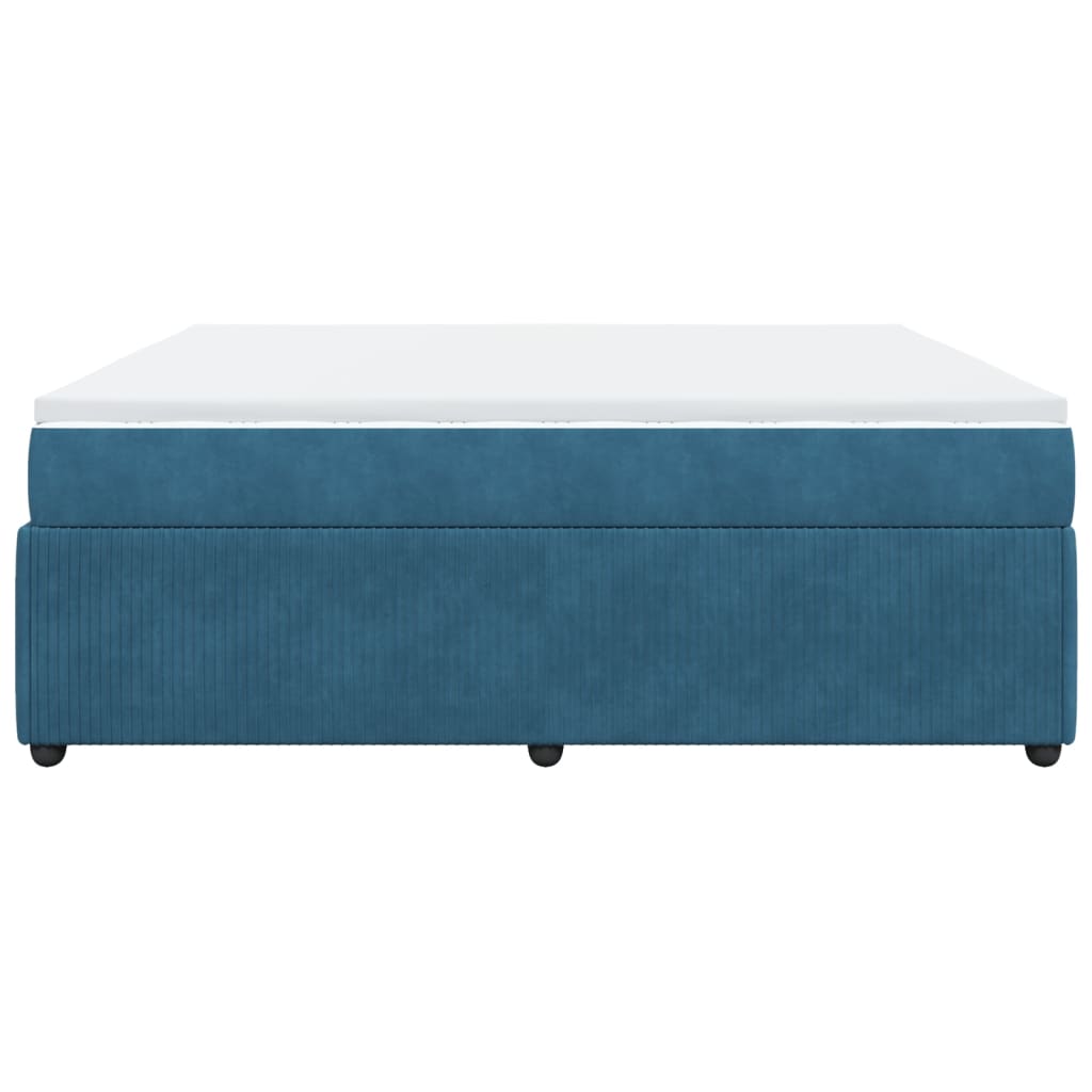Boxspring met matras fluweel donkerblauw 200x200 cm