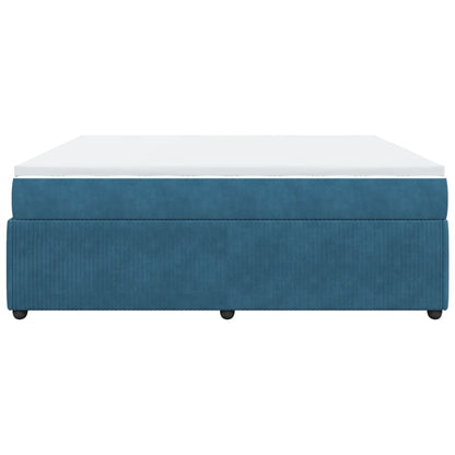 Boxspring met matras fluweel donkerblauw 200x200 cm