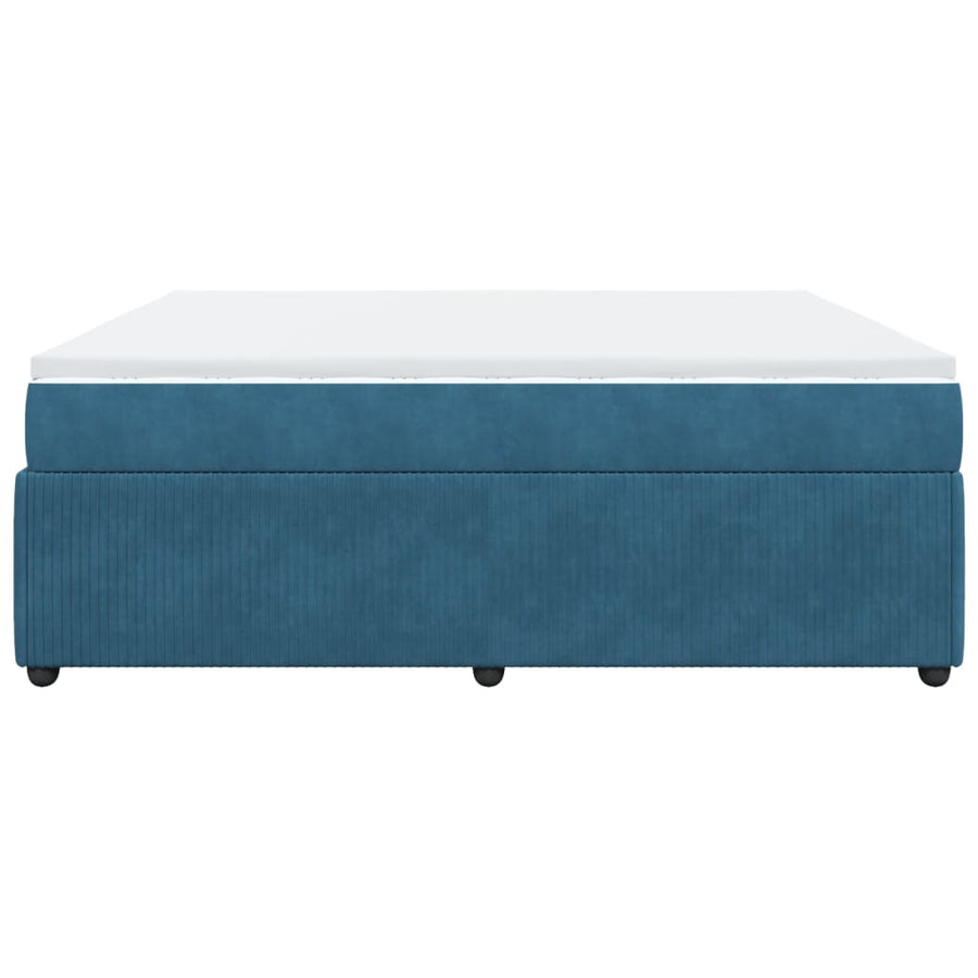 Boxspring met matras fluweel donkerblauw 200x200 cm