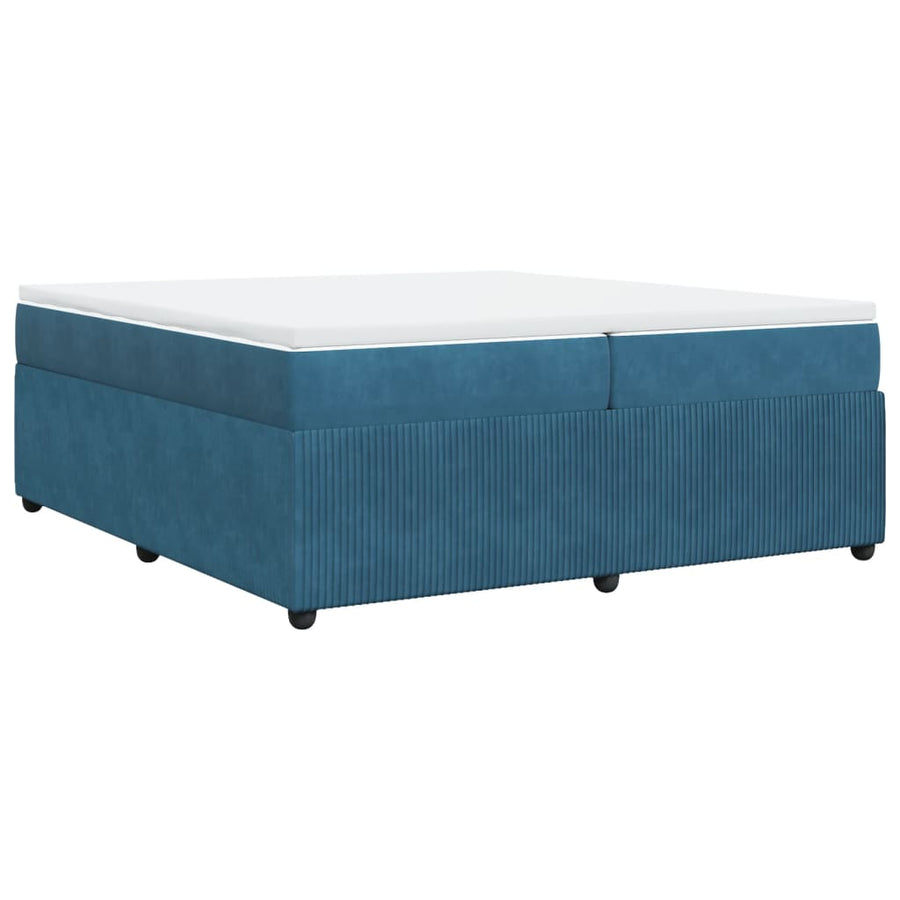 Boxspring met matras fluweel donkerblauw 200x200 cm
