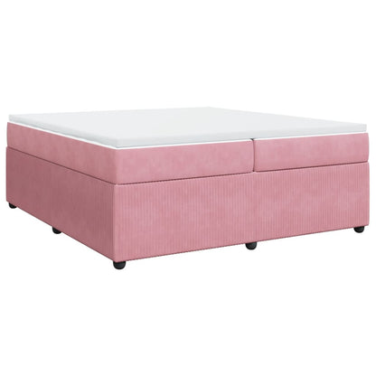 Boxspring met matras fluweel roze 200x200 cm